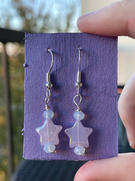 Iridescent Pink Star Earrings