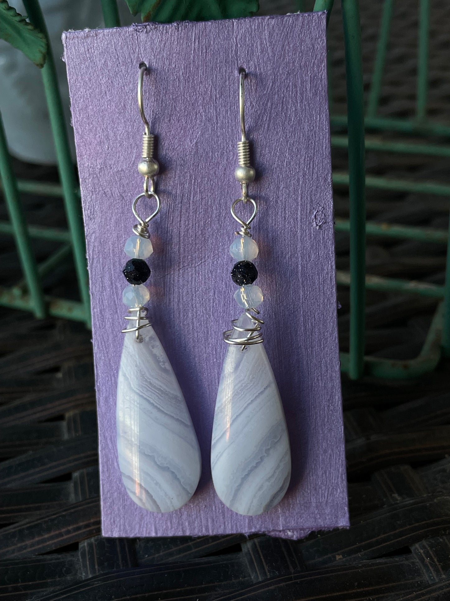 Blue Lace Agate Earrings