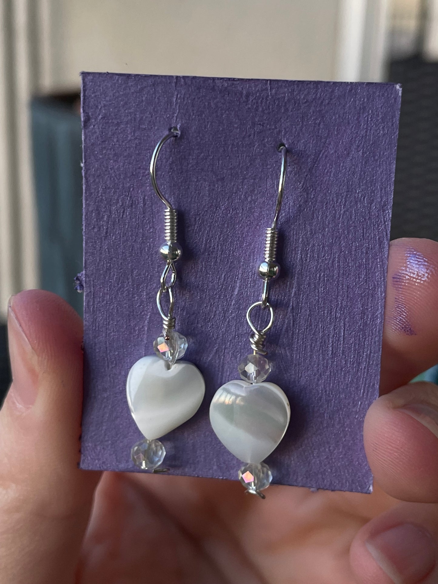 Mother Of Pearl Heart Earrings